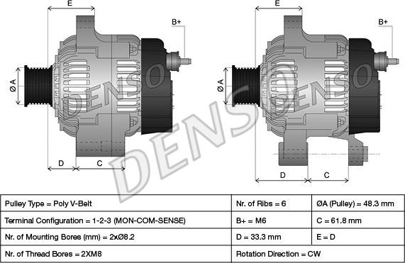 Denso DAN507 - Alternator autospares.lv