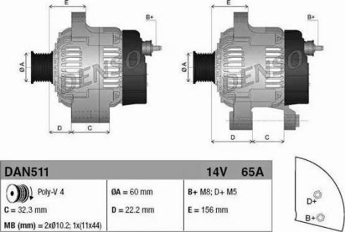 Denso DAN511 - Alternator autospares.lv