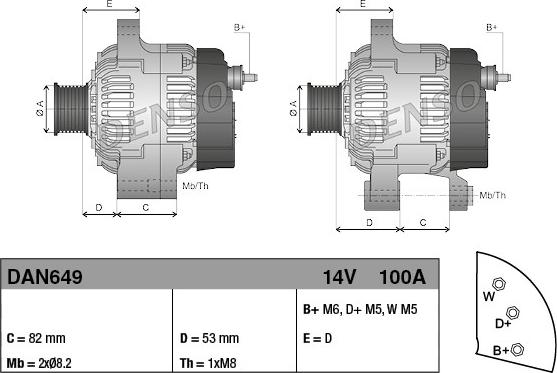 Denso DAN649 - Alternator autospares.lv