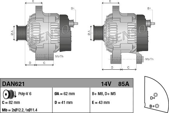 Denso DAN621 - Alternator autospares.lv