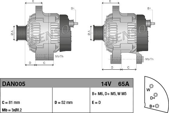 Denso DAN005 - Alternator autospares.lv