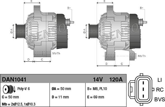 Denso DAN1041 - Alternator autospares.lv