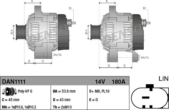 Denso DAN1111 - Alternator autospares.lv