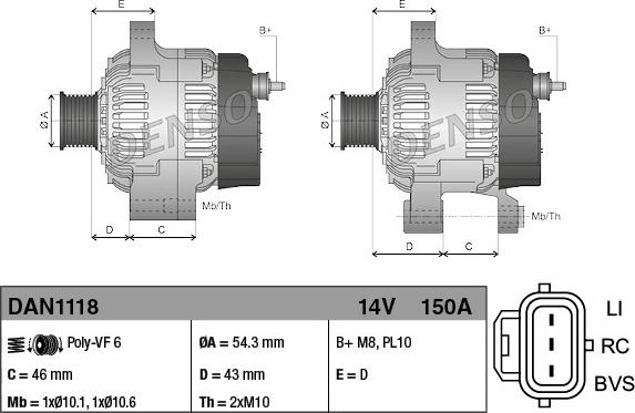 Denso DAN1118 - Alternator autospares.lv