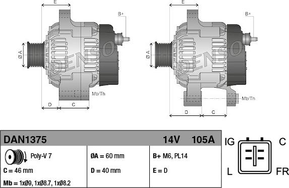 Denso DAN1375 - Alternator autospares.lv