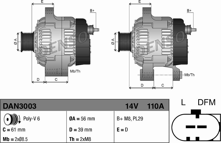 Denso DAN3003 - Alternator autospares.lv