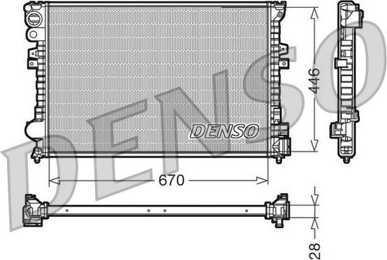 Denso DRM07050 - Radiator, engine cooling autospares.lv