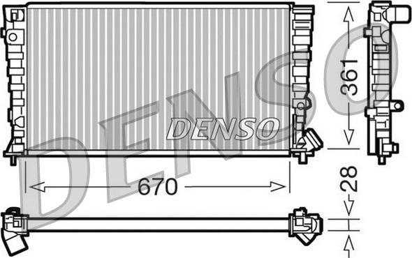 Denso DRM07030 - Radiator, engine cooling autospares.lv