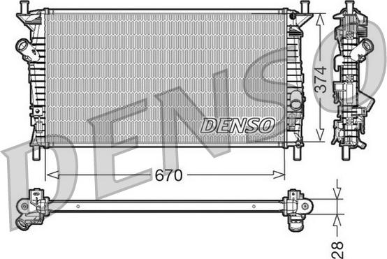 Denso DRM10074 - Radiator, engine cooling autospares.lv
