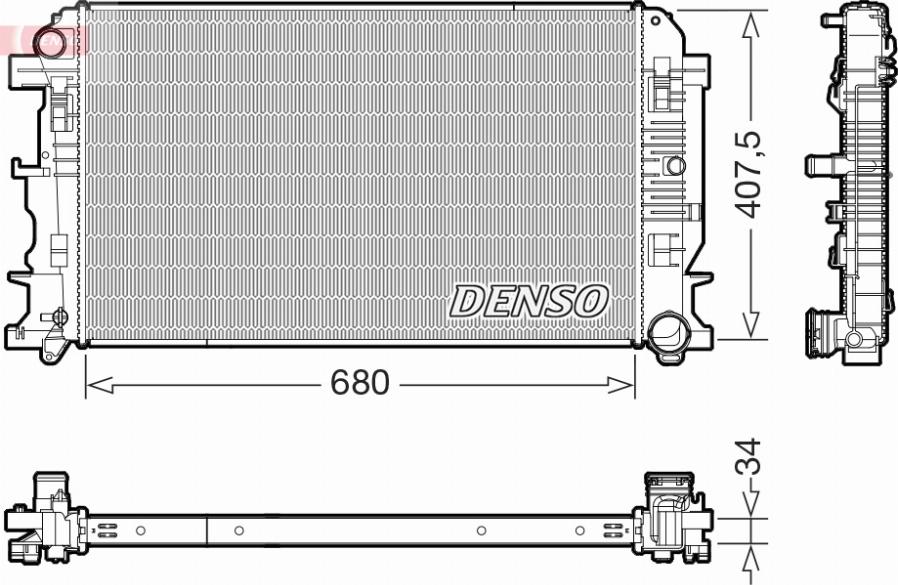 Denso DRM17117 - Radiator, engine cooling autospares.lv