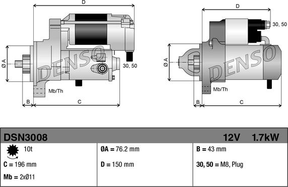 Denso DSN3008 - Starter autospares.lv