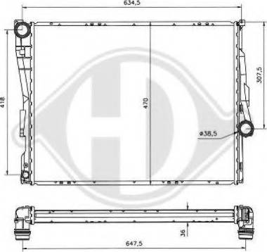 Diederichs 8121410 - Radiator, engine cooling autospares.lv