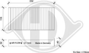 Diederichs DCI0257S - Filter, interior air autospares.lv