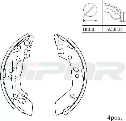 Ditas DPB1012 - Brake Shoe Set autospares.lv