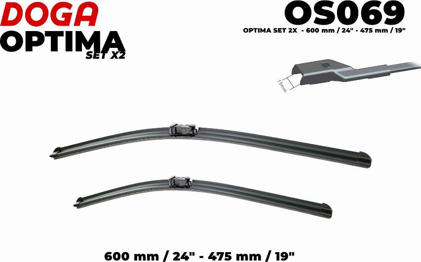 DOGA OS069 - Wiper Blade autospares.lv