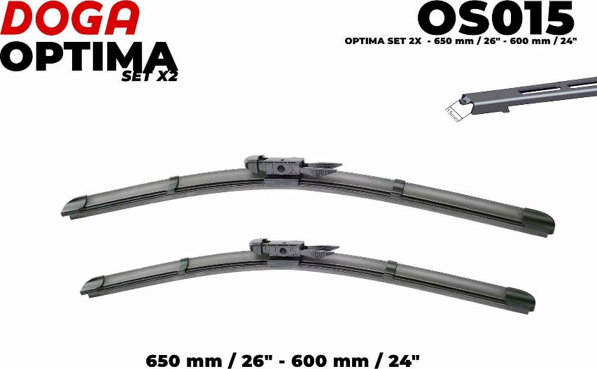 DOGA OS015 - Wiper Blade autospares.lv