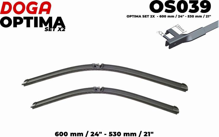 DOGA OS039 - Wiper Blade autospares.lv