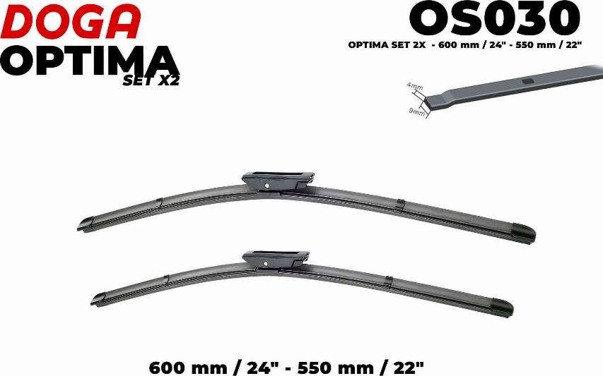 DOGA OS030 - Wiper Blade autospares.lv