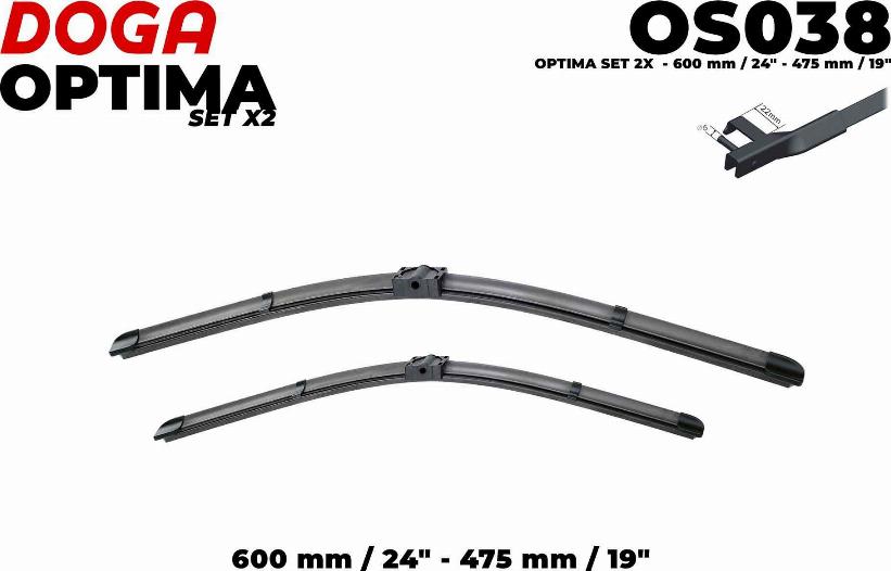 DOGA OS038 - Wiper Blade autospares.lv