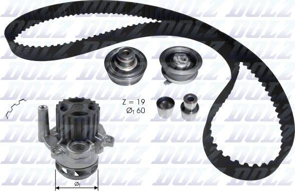 DOLZ KD104 - Water Pump & Timing Belt Set autospares.lv