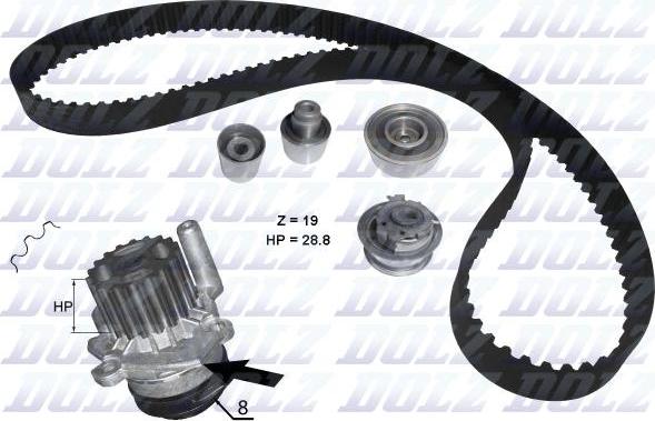 DOLZ KD100 - Water Pump & Timing Belt Set autospares.lv