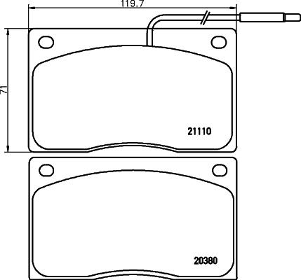 HELLA T0210 - Brake Pad Set, disc brake autospares.lv