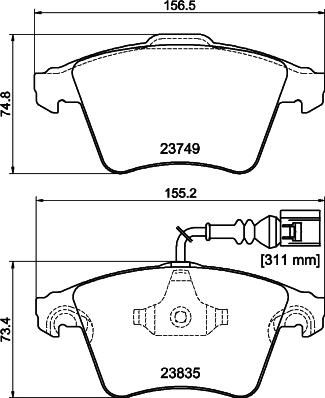 DON PCP2236 - Brake Pad Set, disc brake autospares.lv