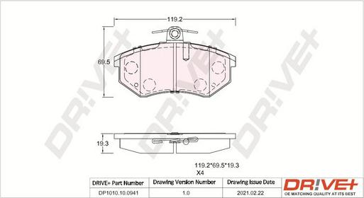 Dr!ve+ DP1010.10.0941 - Brake Pad Set, disc brake autospares.lv