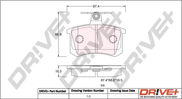 Dr!ve+ DP1010.10.0943 - Brake Pad Set, disc brake autospares.lv