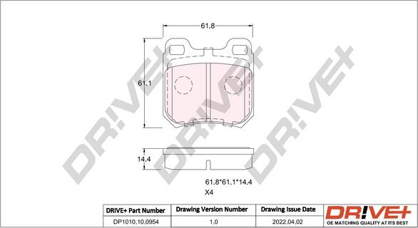 Dr!ve+ DP1010.10.0954 - Brake Pad Set, disc brake autospares.lv