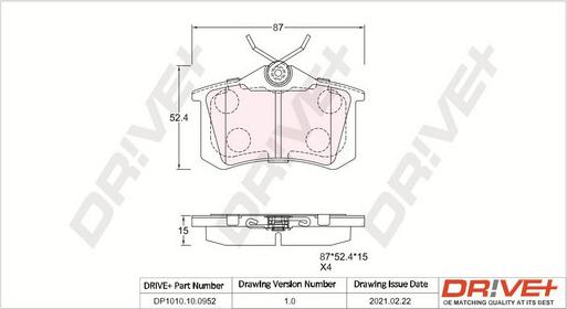 Dr!ve+ DP1010.10.0952 - Brake Pad Set, disc brake autospares.lv