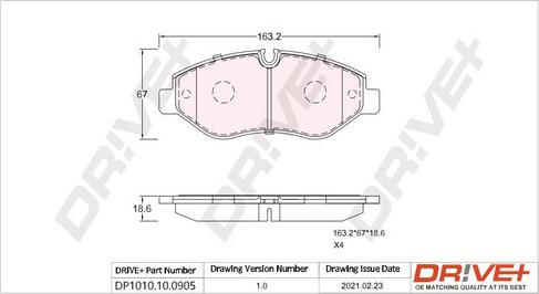 Dr!ve+ DP1010.10.0905 - Brake Pad Set, disc brake autospares.lv