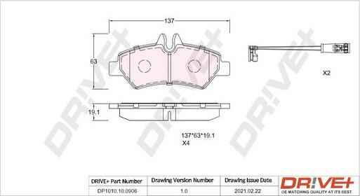 Dr!ve+ DP1010.10.0906 - Brake Pad Set, disc brake autospares.lv