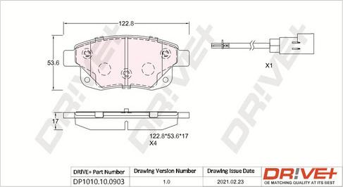 Dr!ve+ DP1010.10.0903 - Brake Pad Set, disc brake autospares.lv