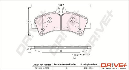 Dr!ve+ DP1010.10.0907 - Brake Pad Set, disc brake autospares.lv