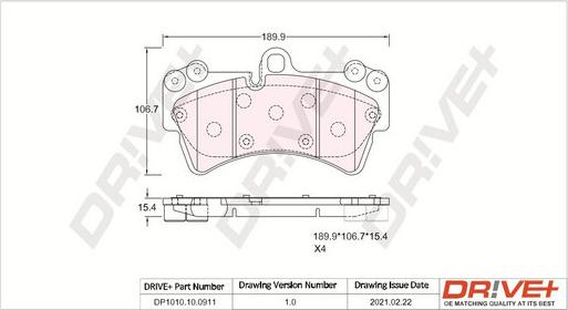 Dr!ve+ DP1010.10.0911 - Brake Pad Set, disc brake autospares.lv