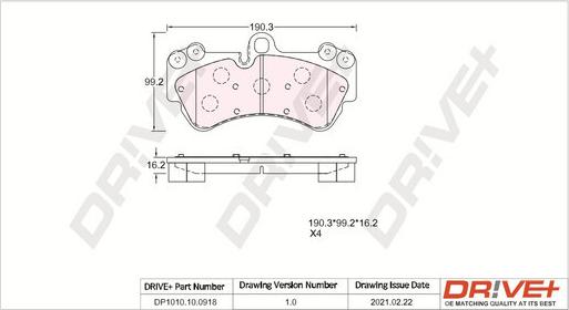 Dr!ve+ DP1010.10.0918 - Brake Pad Set, disc brake autospares.lv