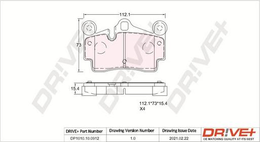 Dr!ve+ DP1010.10.0912 - Brake Pad Set, disc brake autospares.lv