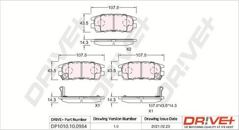 Dr!ve+ DP1010.10.0984 - Brake Pad Set, disc brake autospares.lv