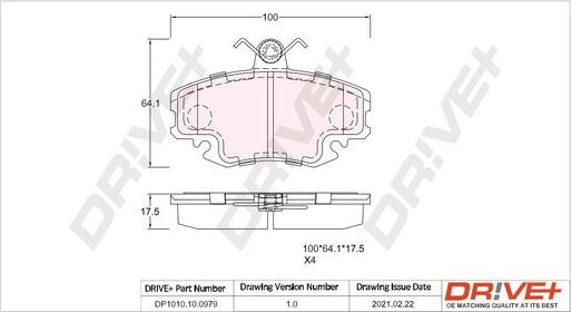 Dr!ve+ DP1010.10.0979 - Brake Pad Set, disc brake autospares.lv