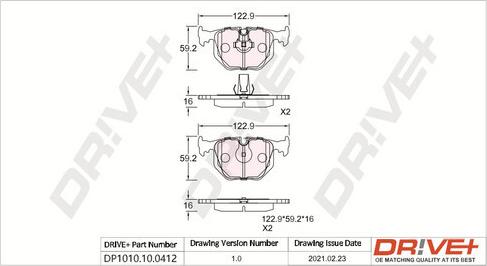 Dr!ve+ DP1010.10.0412 - Brake Pad Set, disc brake autospares.lv