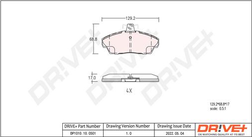 Dr!ve+ DP1010.10.0501 - Brake Pad Set, disc brake autospares.lv