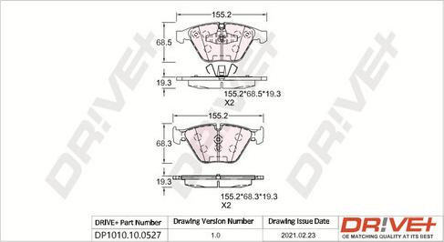 Dr!ve+ DP1010.10.0527 - Brake Pad Set, disc brake autospares.lv