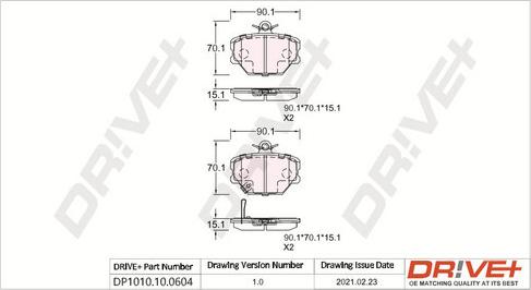 Dr!ve+ DP1010.10.0604 - Brake Pad Set, disc brake autospares.lv