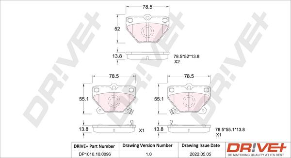 Dr!ve+ DP1010.10.0096 - Brake Pad Set, disc brake autospares.lv