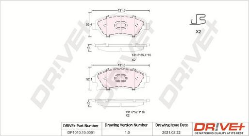 Dr!ve+ DP1010.10.0091 - Brake Pad Set, disc brake autospares.lv