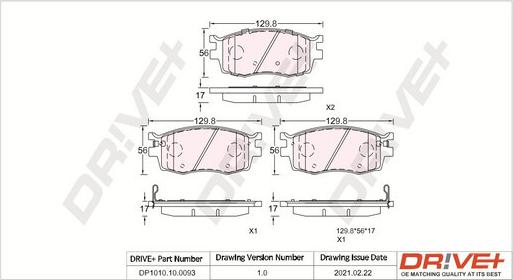 Dr!ve+ DP1010.10.0093 - Brake Pad Set, disc brake autospares.lv