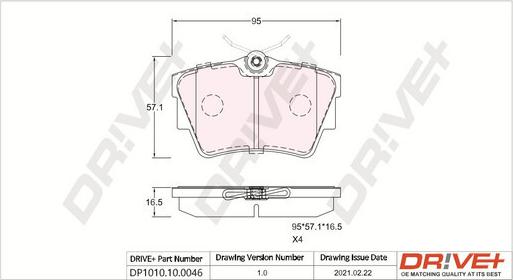 Dr!ve+ DP1010.10.0046 - Brake Pad Set, disc brake autospares.lv