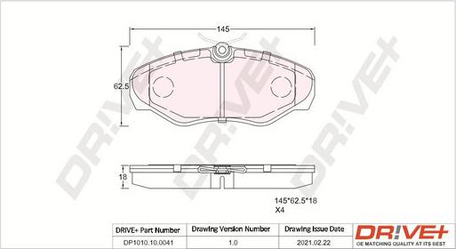 Dr!ve+ DP1010.10.0041 - Brake Pad Set, disc brake autospares.lv