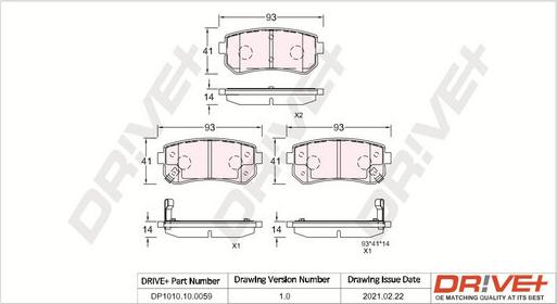 Dr!ve+ DP1010.10.0059 - Brake Pad Set, disc brake autospares.lv